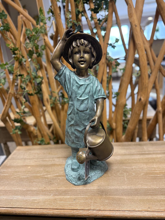 Girl with Watering Can – Bronze Sculpture. 24x23x60cm