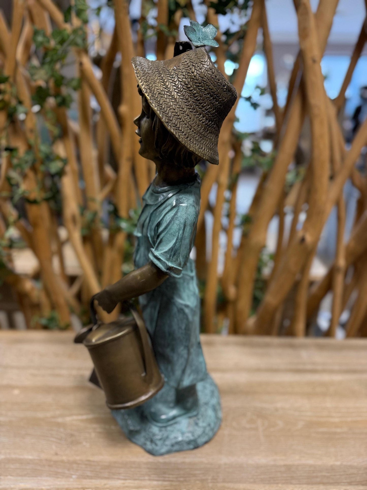 Girl with Watering Can – Bronze Sculpture. 24x23x60cm
