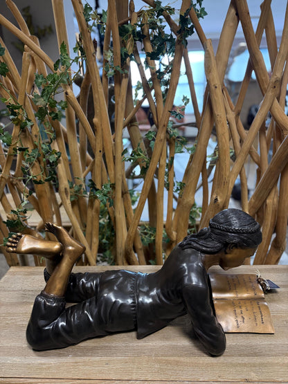 Lost in a Story – Bronze Sculpture. 72x30x30cm