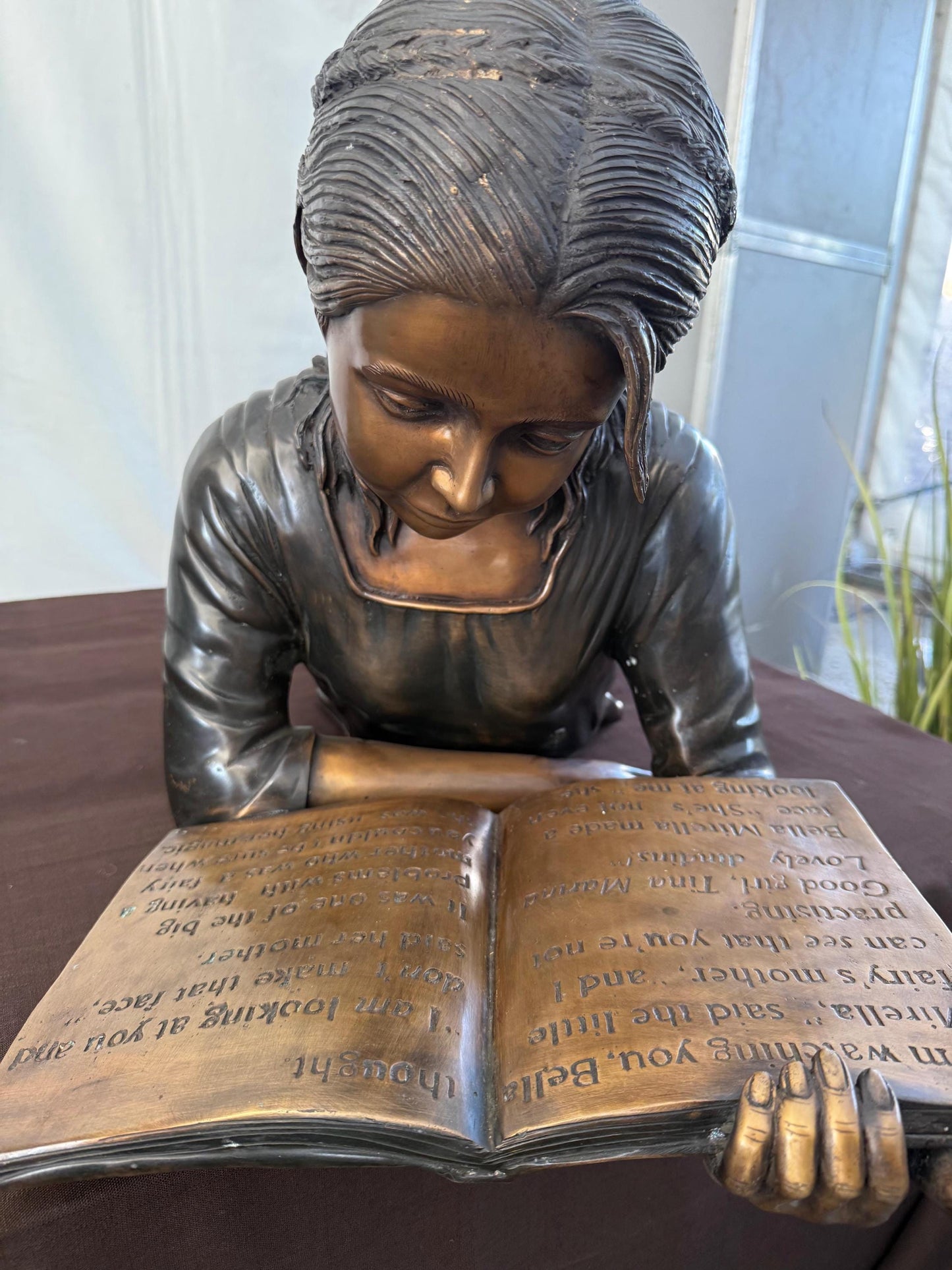 Girl Reading Laid Down – Bronze Sculpture. 114x44x45cm
