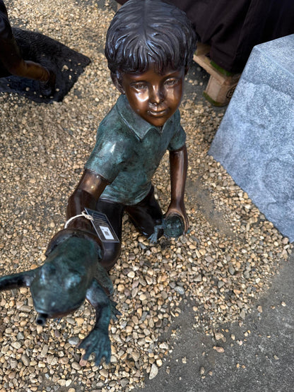 Boy with Frogs – Bronze Sculpture. 50x25x60cm