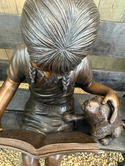 Story Time on the Bench – Bronze Sculpture. 102x65x80cm
