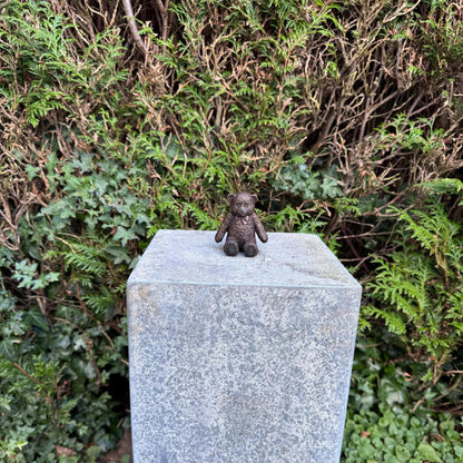 Teddy Bear with Bow – Bronze Sculpture. 7x7x8cm