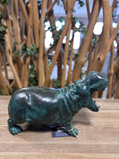 Roaring Hippo – Bronze Sculpture. 36x13x25cm