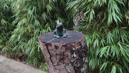 Sapo de bronze com coroa - Fonte - Estátua de jardim - Lagoa - Decoração de jardim