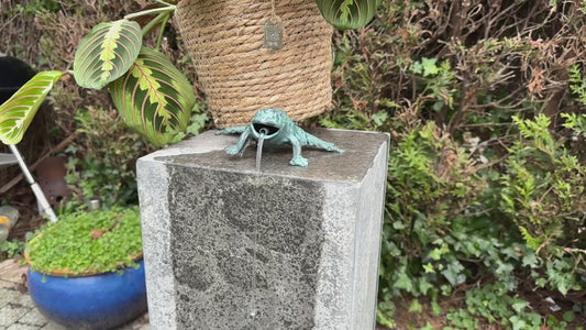 Sapo de bronze III - Fonte - Estátua de jardim - Lagoa - Decoração de jardim